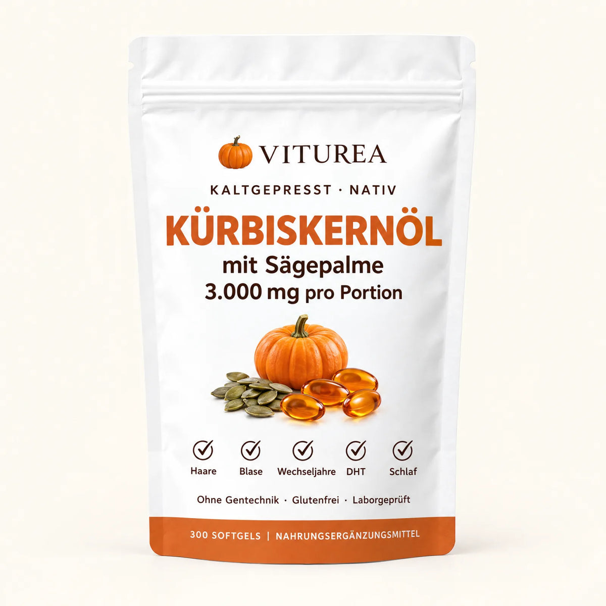 Viturea Kürbiskernöl mit Sägepalme – 300 Softgels