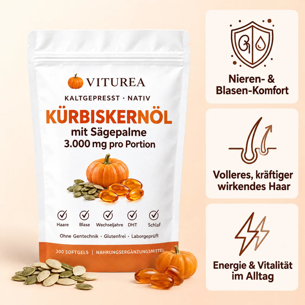 Viturea Kürbiskernöl mit Sägepalme, 3.000 mg pro Portion